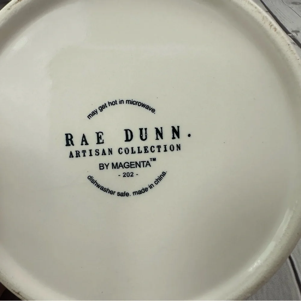 NWOT Rae Dunn Artisan Collection magenta Cream pet feeding water Bowl purrfect